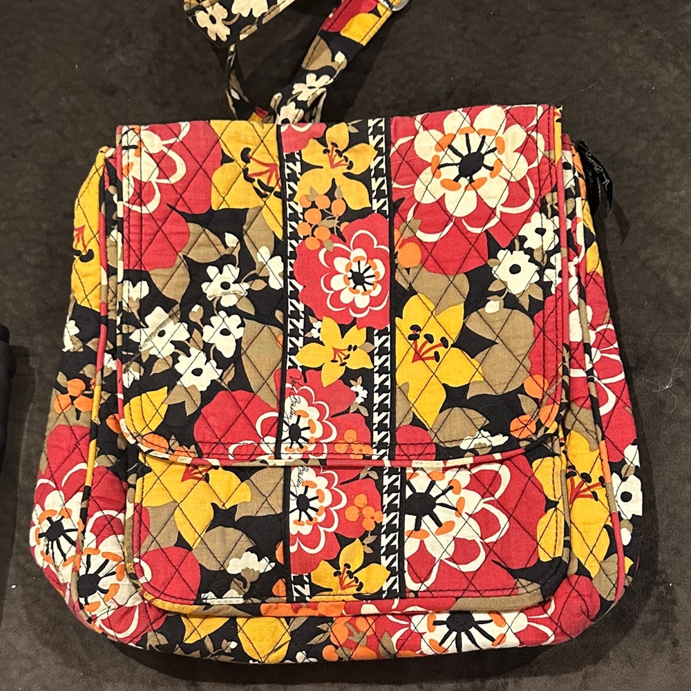 Vera Bradley Red and Yellow Floral Crossbody Mailbag in “Bittersweet” Pattern